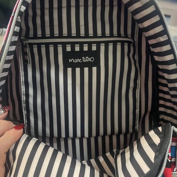 Marc Tetro Red Cosmetic Bag with Playful Dog Design - Picture 3 of 5